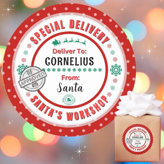 Livraison spéciale Père Noël à enfant Étiquette ro