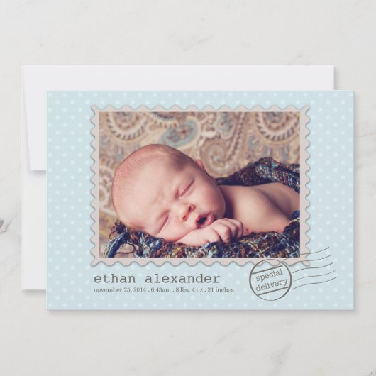Livraison spéciale Sweet Baby Boy Photo Faire-part (Devant)