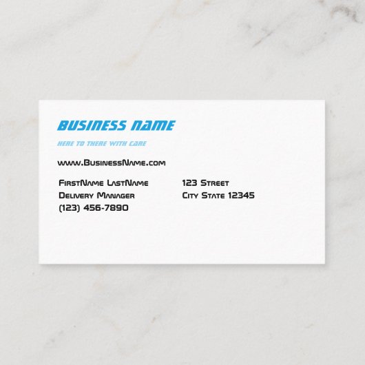 Livraison Van Blue Carte de visite (Dos)