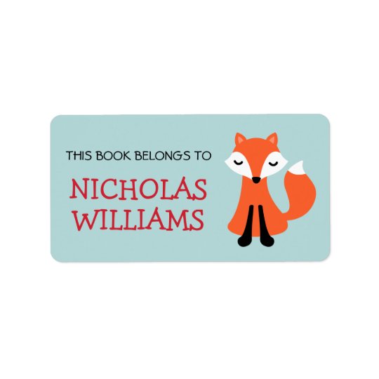 Livre animal d'ex-libris de bande dessinée mignonn étiquette d’adresse