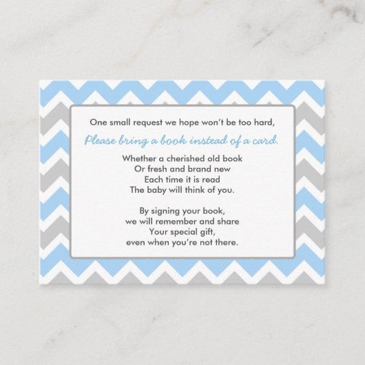 Livre Baby shower insert carte garçon bleu gris ch (Devant)