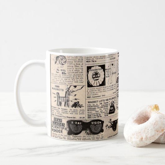 Livre BD vintage Annonces Classiques Café Mug (Avec donut)