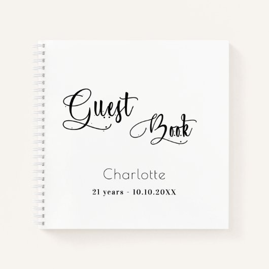 Livre d'anniversaire blanc noir script (Devant)