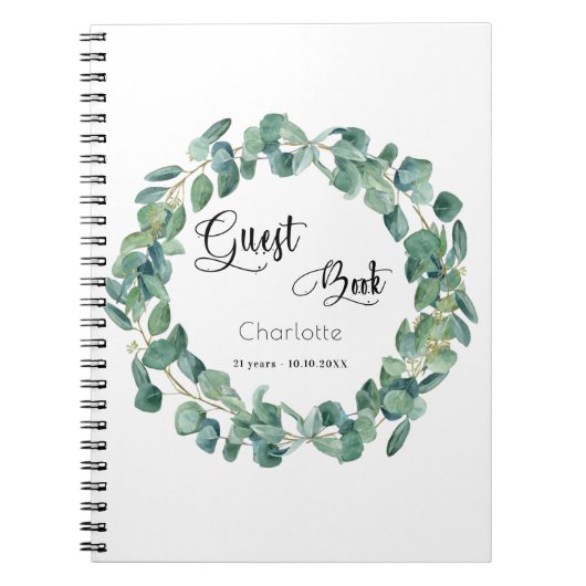 Livre d'anniversaire eucalyptus script vert (Devant)