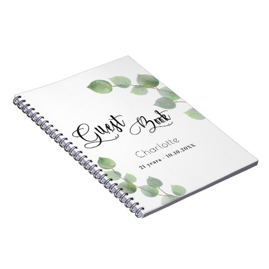 Livre d'anniversaire eucalyptus script vert (Côté Droit)