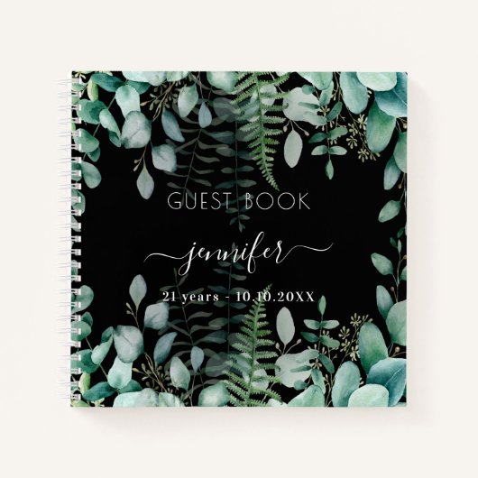 Livre d'anniversaire noir eucalyptus bois (Devant)