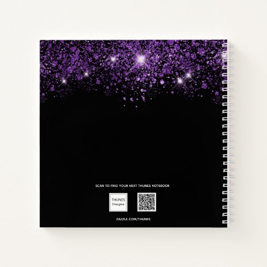 Livre d'anniversaire noir violet parties scintilla (Dos)