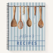 Livre d'Aquarelle Recettes Ustensiles Moderne Bleu (Devant)