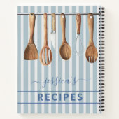 Livre d'Aquarelle Recettes Ustensiles Moderne Bleu (Dos)