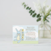 Livre de Baby shower Bunny Bleu Insérer une carte (Debout devant)