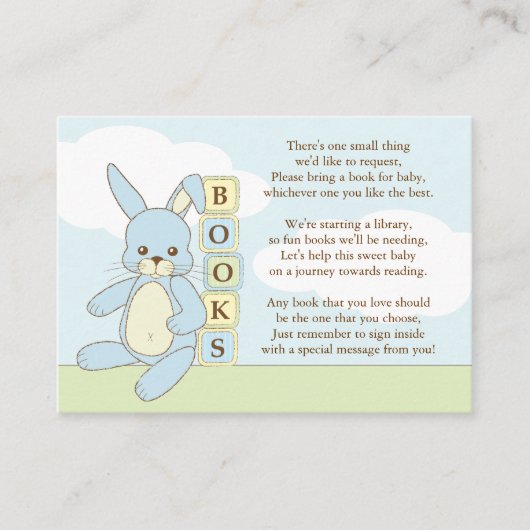 Livre de Baby shower Bunny Bleu Insérer une carte (Devant)