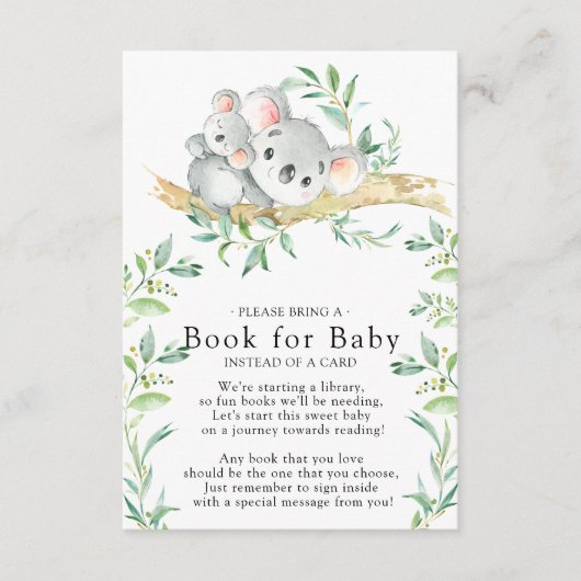 Livre de Baby shower de l'ours Koala pour la carte (Devant)