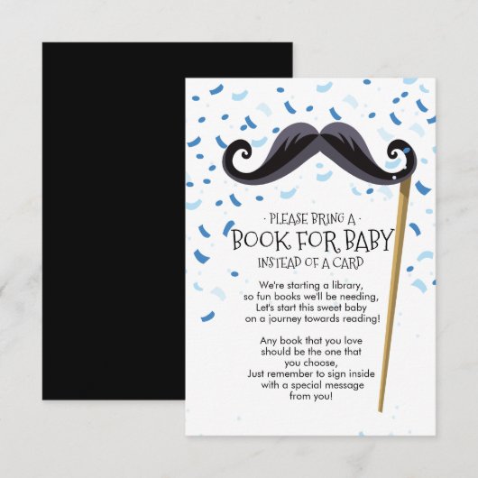 Livre de Baby shower Moustache pour la carte bébé (Devant / Derrière)