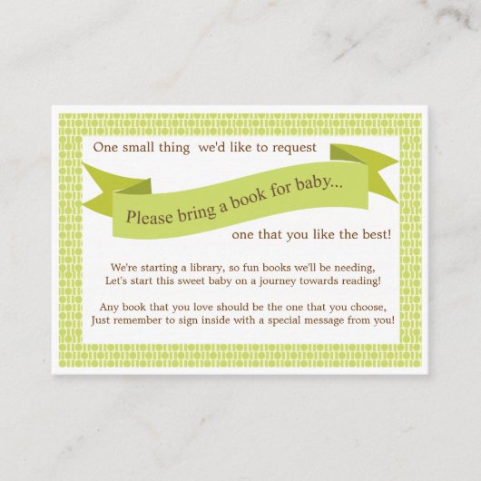 Livre de Baby shower neutre Insérer carte de deman (Devant)