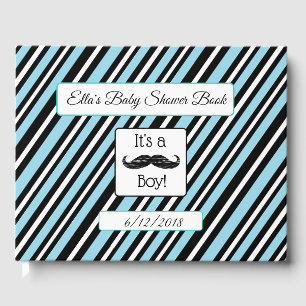 Livre de Baby shower Personnalisé Blue & Black Str