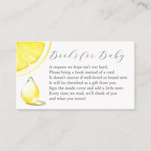 Livre De Citron Pour Baby Invitation Carte De Boît (Devant)
