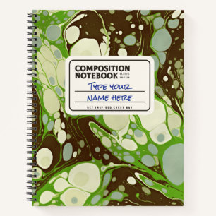 Livre de composition marbrée Personnaliser verte