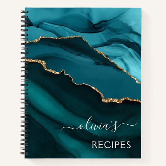 Livre de Cookbook Turquoise Aqua Blue Agate Geode  (Devant)