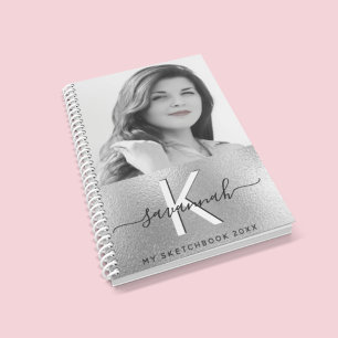 Livre de croquis argent photo script personnalisé