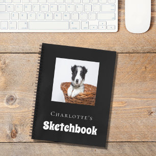 Livre de croquis chien animal photo script noir bl