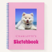 Livre de croquis chien animal photo script rose fi (Devant)