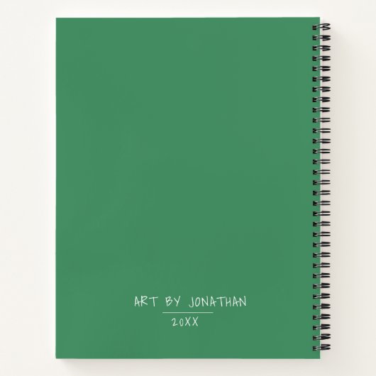 Livre de croquis d'artiste moderne Monogramme vert (Dos)
