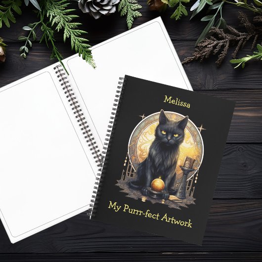 Livre de croquis de chat noir gothique