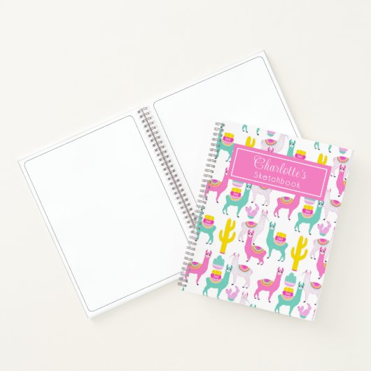Livre de croquis de llama cactus rose mignon (Intérieur)