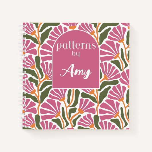 Livre de croquis de Motif botanique rose et vert (Devant)