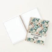 Livre de croquis fleurs vert poussiéreux crème nom (Intérieur)