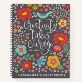 Livre De Croquis Floral Artiste Avec Nom (Devant)