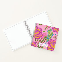 Livre de croquis floral magenta rose gras