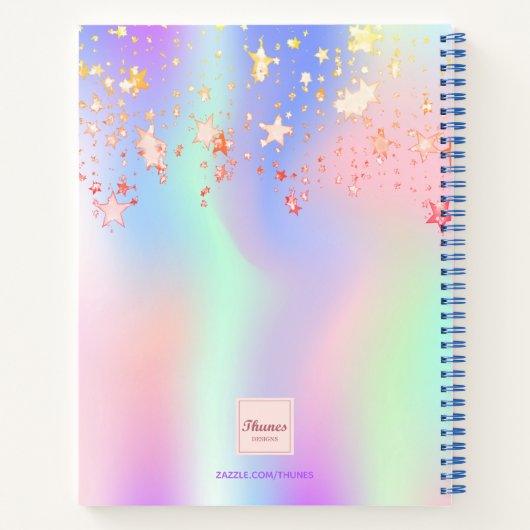 Livre de croquis holographique licorne rose arc-en (Dos)