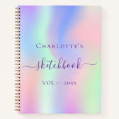 Livre de croquis holographique rose violet script  (Devant)