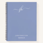 Livre de croquis Monogramme bleu avec nom (Devant)