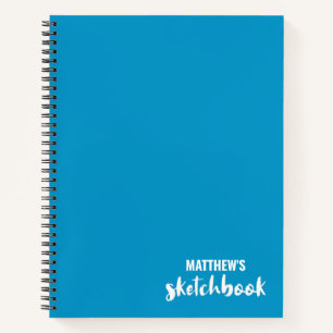 Livre de croquis personnalisé bleu blanc Votre nom