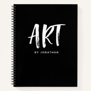 Livre de croquis personnalisé noir blanc Votre nom