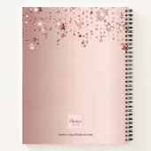 Livre de croquis rose or fleurs bordeaux monogramm (Dos)