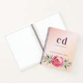 Livre de croquis rose or rose fleur monogramme (Intérieur)