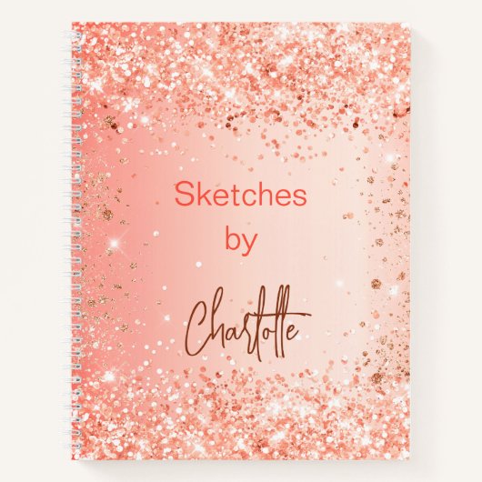 Livre de croquis rose orange or parties scintillan (Devant)