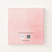 Livre de croquis rouge or rose nom script scintill (Dos)