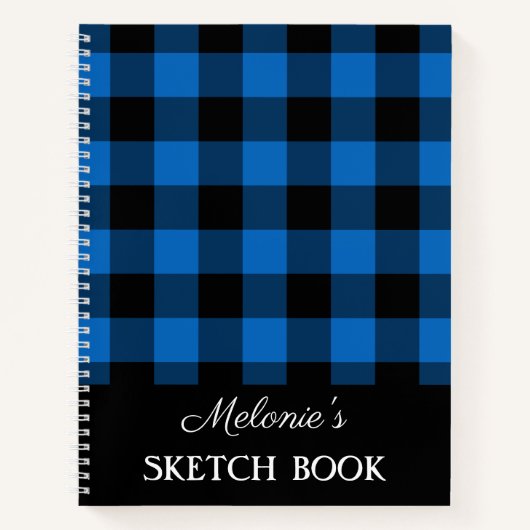 Livre de croquis Russe Blue Buffalo Plaid Monogram (Devant)