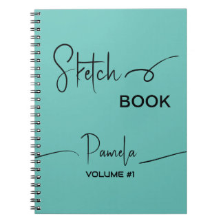 Livre de croquis Votre nom Script Turquoise Bleu