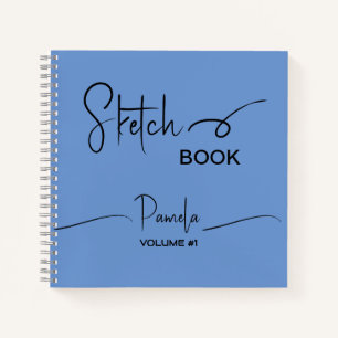 Livre de croquis Votre nom Script Turquoise Bleu