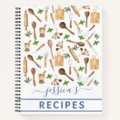 Livre de cuisine Aquarelle Recettes Ustensiles Cui (Devant)