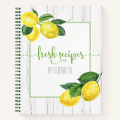 Livre de cuisine citron aquarelle blanc bois rusti (Devant)