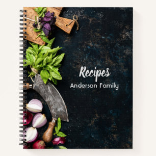 Livre de cuisine rustique carnet toile sombre herb