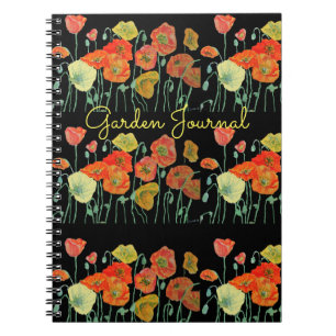 Livre de journal de jardin floral de pavot orange 