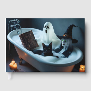 Livre de lecture de fantôme dans la baignoire et B