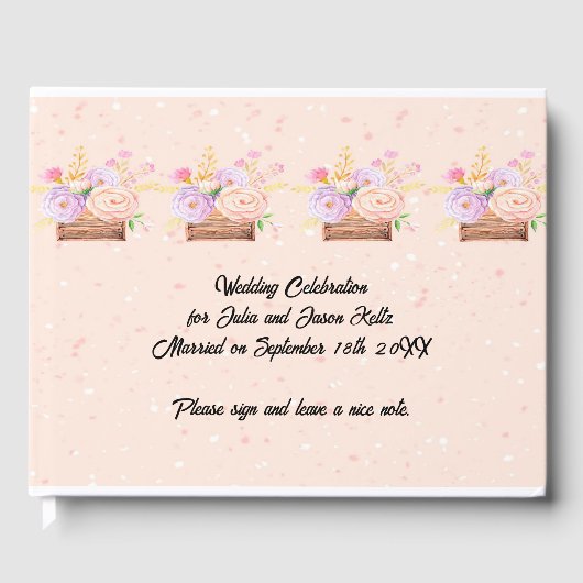 Livre de mariage pour mariage floral rustique pêch (Recto)